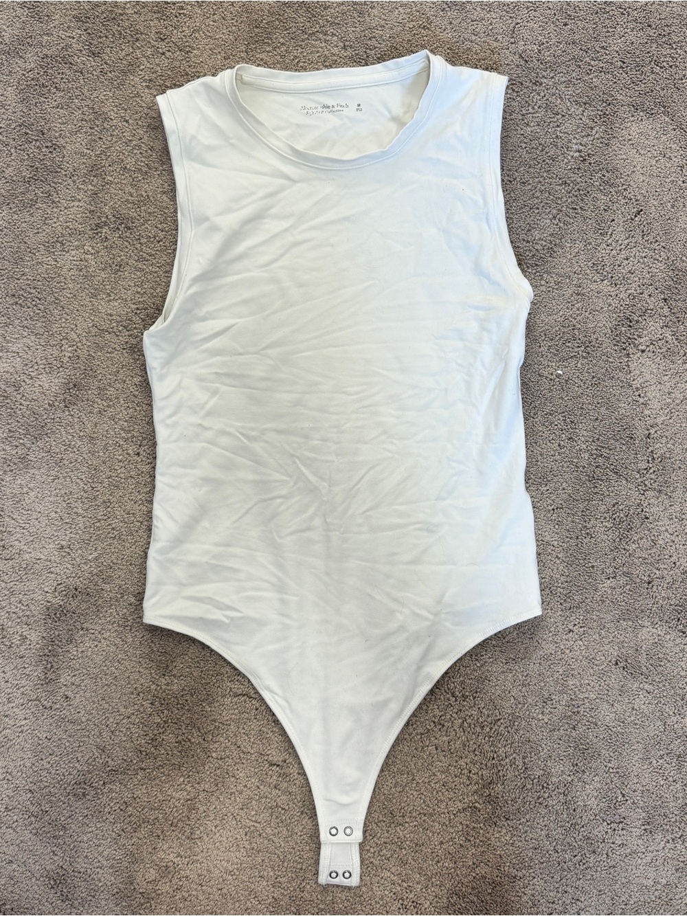Abercrombie & Fitch Cream Sleeveless Snap-Front Bodysuit